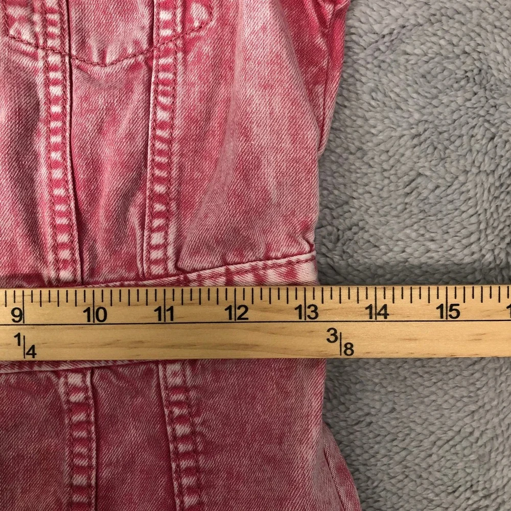 Gap Denim Dress Girls Size Medium Pink Acid Wash Short Sleeve Button Front